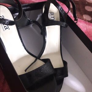 Metallic black heels